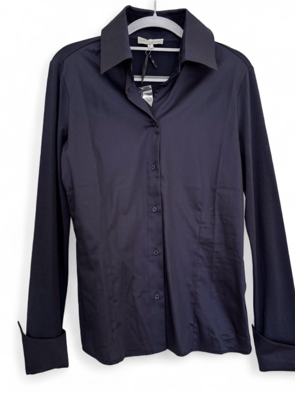 Anatomie Navy Long-Sleeve Button Front Blouse